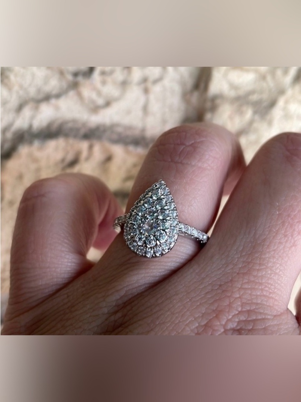Water Drop Pear Shaped Ring for Sterling Silver Wedding Engagement CZ sparkly
